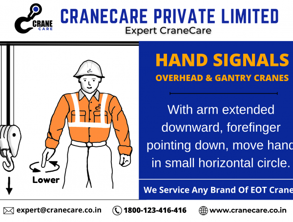 Lower : hand signal for EOT cranes