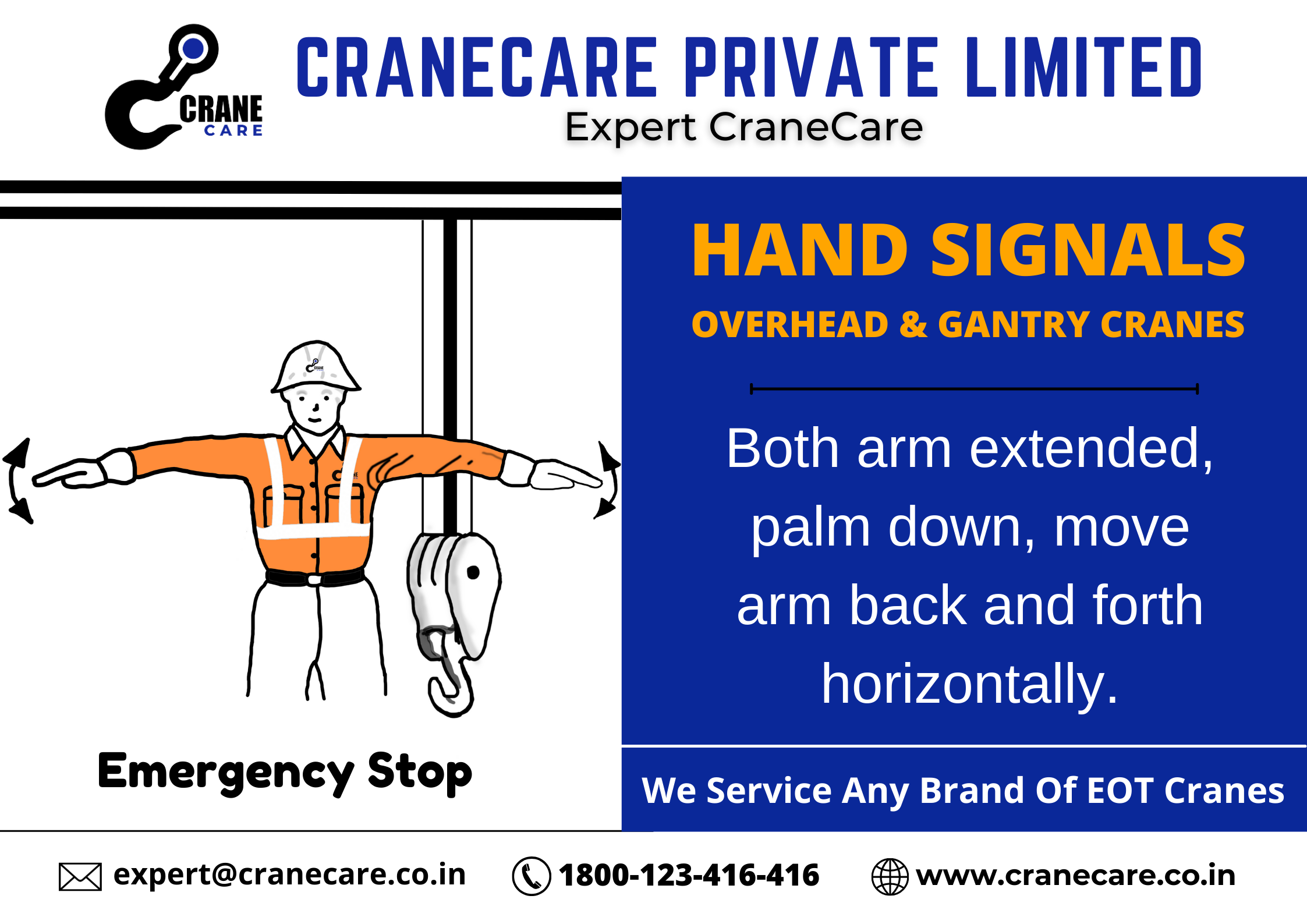 EMERGENCY : hand  signal for EOT cranes